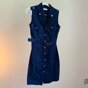 Calvin Klein Blue Safari Dress, Sleeveless, 6